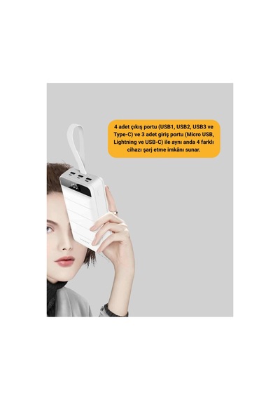 Çoklu Cihaz Uyumlu Led Ekranlı 50000 Mah Powerbank - Hs08372662-1289 Renkli Renkli