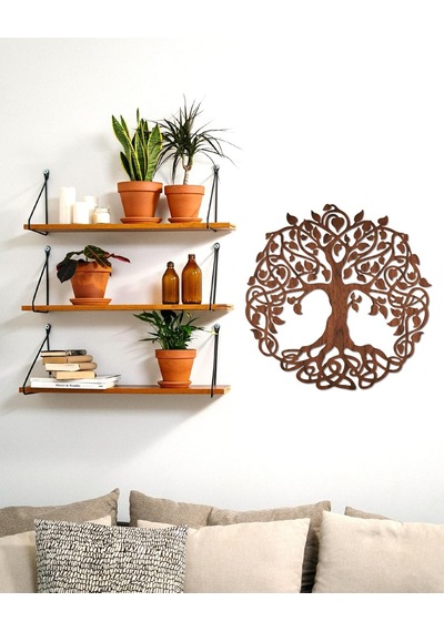 Tr Hayat Ağacı Ceviz Doğal Ahşap Kaplama Duvar Dekoru, Tree Of Life Duvar Tablosu, Zen Ve Yoga Odası İçin Ahşap D Diğer