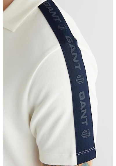 Gant Erkek Beyaz Regular Fit Şerit Detaylı Polo Yaka T-shirt-14702