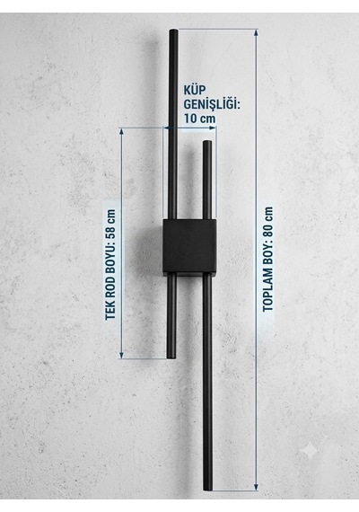 Elektrikle Çalışır, 12 Watt 3000 Kelvin Sarı Işık Dekoratif Duvar Apliği, Led Aplik, Yatakbaşı Aplik Siyah