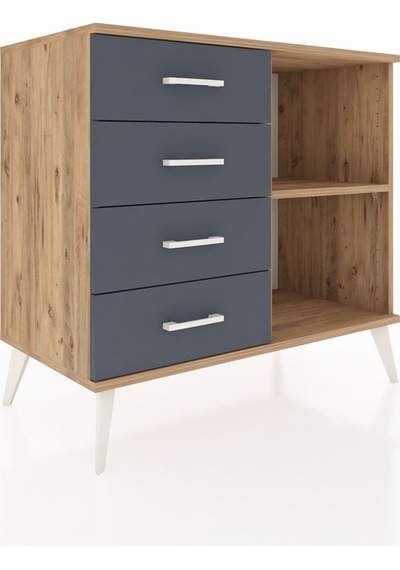 Hyperion Şifonyer Tek Raflı 4 Çekmeceli 88x44x80 Çam-çam/antrasit Çam/antrasit Hyperion Şifonyer Tek Raflı 4 Çekmeceli 88x44x80 Çam-çam/antrasit Çam/antrasit