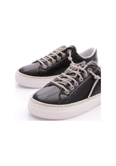 Dgn 2475 Kadin Taş İp Bağcikli Sneaker Ayakkabi 2475-1571-R7677 Siyah