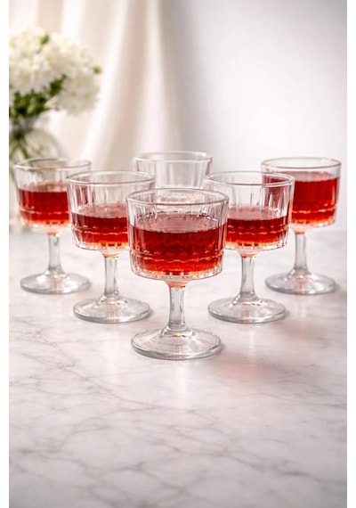 6 Kişilik Cam Ayaklı Pinterest Kahve Yanı Bardağı Bardak 50ml