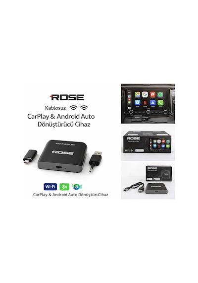 Rose Rm-432 4x32gb Auto Android Box Kablosuz Carplay & Android Auto Dönüştürücü, Youtube, Netflix 10.1"