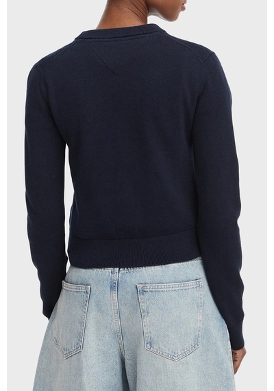 Tommy Jeans Bisiklet Yaka Relaxed Fit Logolu Kazak Kadın Kazak Dw0dw22930 C1g Lacivert