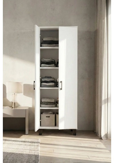 Reyo Falez Mutfak Dolabı Çok Amaçlı, 160cm Kiler Dolabı, 2 Kapaklı 5 Raflı Banyo Dolabı, Beyaz - 251 Reyo Falez Mutfak Dolabı Çok Amaçlı, 160cm Kiler Dolabı, 2 Kapaklı 5 Raflı Banyo Dolabı, Beyaz - 251