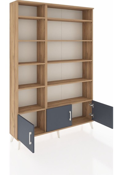 Arges Dolap 10 Raflı 3 Kapaklı 132x30x195 Çam-antrasit/çam Çam