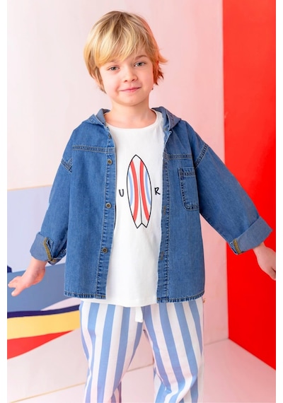 Zeyland Erkek Çocuk Denim Kapşonlu Gömlek - İndigo İndigo
