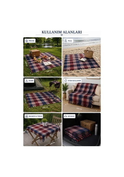 200x200 Cm Büyük Battal Boy Sofra Bezi Piknik Masa Örtüsü Maxi Renkli