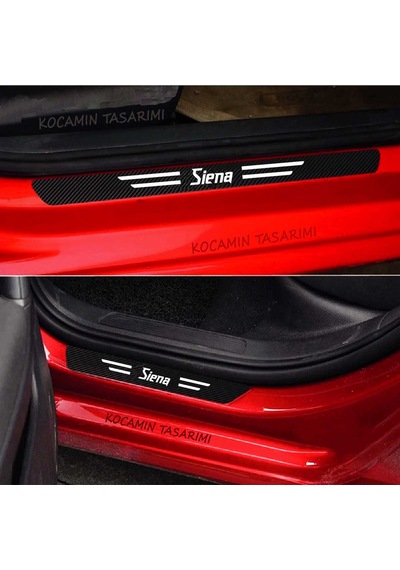 Fiat Siena Araç Kapı Ve Bagaj Eşiği Koruyucu Set Karbon Folyo Çizilme Engelleyici Siena Yazılı