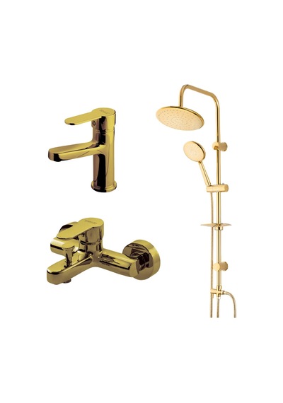 Domino Altın Banyo,lavabo Bataryası,altın Duş Ünitesi 440615g-971528-971518