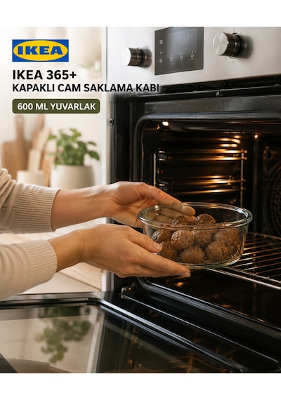 Trev Saklama Kabı Cam 600 Ml Yuvarlak Vakumlu Sızdırmaz Hava Geçirmez Plastik Kapaklı Şeffaf Gıda Saklama Kabı