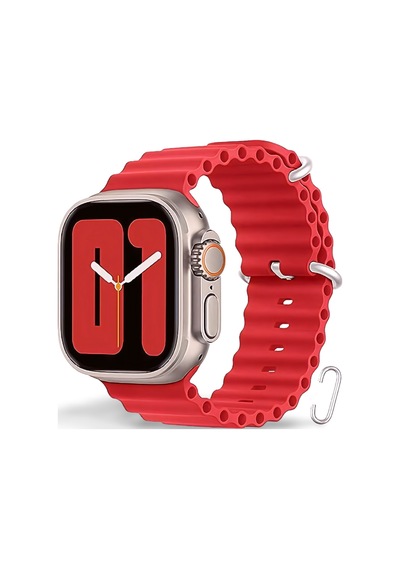 Apple Uyumlu  Watch 42mm 44mm 45mm 49mm 1/2/3/4/5/6/se/7/8/ultra Akıllı Saat Ocean Kordon Ve Kayışı Kırmızı