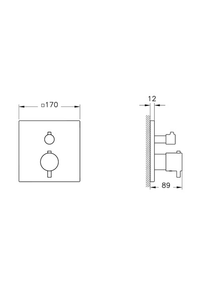 Artema Root Square A43268 Ankastre Termostatik Banyo Bataryası, Krom