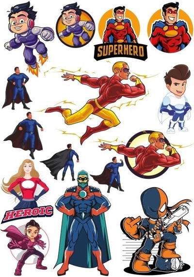 Süper Kahramanlar Sticker Set-1 15 Parça Telefon, Tablet, Defter, Laptop Sticker