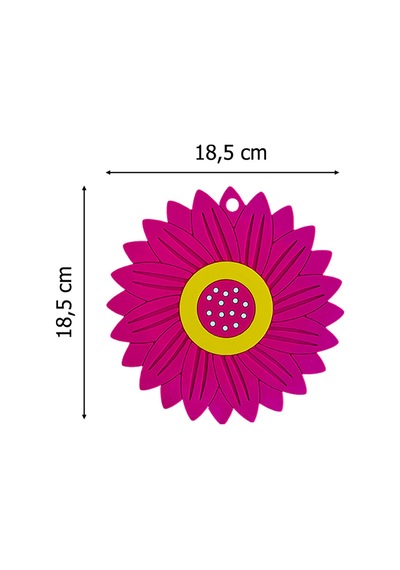 Ayçiçeği Model Kaymaz Silikon Nihale Tencere, Tava, Çaydanlık Ve Servis Altlığı 18,5 X 18,5 Cm Pembe