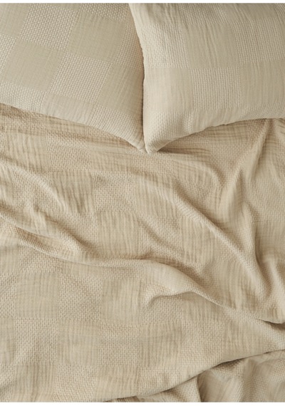 Bella Maison %100 Pamuk Liva Jakarlı Çift Kişilik Yatak Örtüsü Seti Bej 240x260 Cm Bej