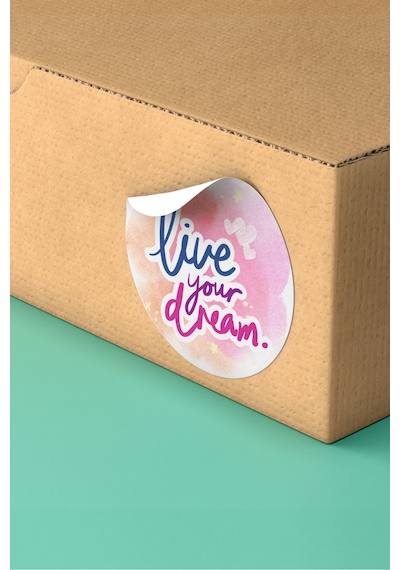 Live Your Dream Kalpli Yuvarlak Sticker Etiketi 3x3cm St2404 Çok Renkli
