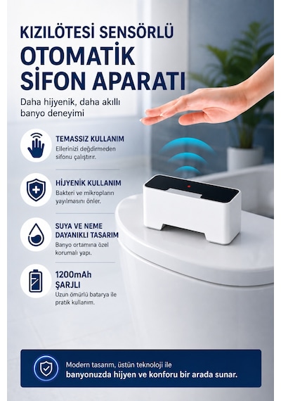 Coofbe Temassız Sensörlü Otomatik Tuvalet Sifonu Klozet Rezervuar Aparatı Ipx5 1200mah Şarjlı Klozet Rezervuar Sifonu Beyaz