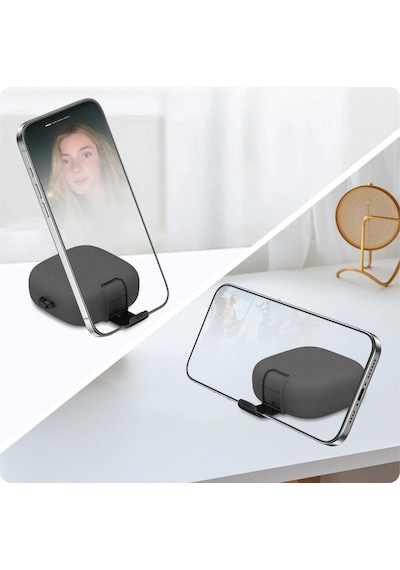 Samsung Galaxy Buds 4 Pro / Buds 4 İle Uyumlu Kılıf Standlı Kilitli Tpu Premium Matte Trip Case Koyu Gri