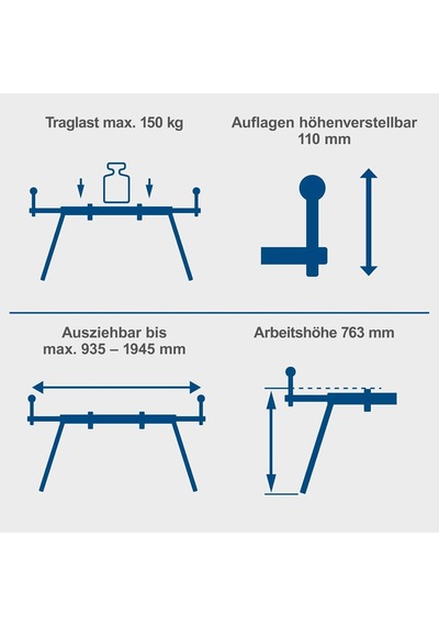 5907107900 Çalışma Alanı/çalışma Masası 5550, Ergonomik Yükseklikte Çalışma, Kolay Taşıma İçin Kompakt Hafif Yapı, Sağlam Yan Uzatma, 150 Kg'a Kadar, Gümüş/mavi