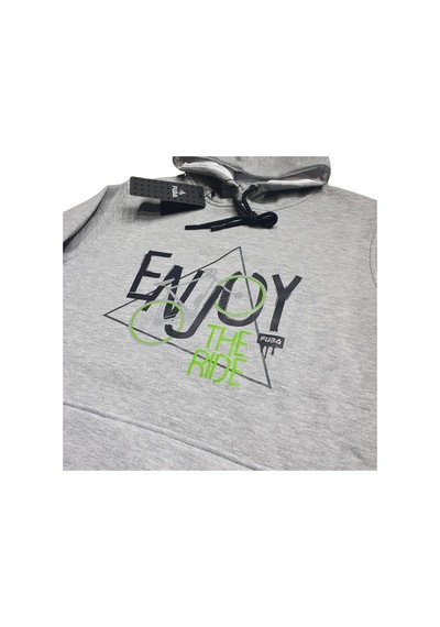 Fuba Kapşonlu Sweat Enjoy Gri Gri
