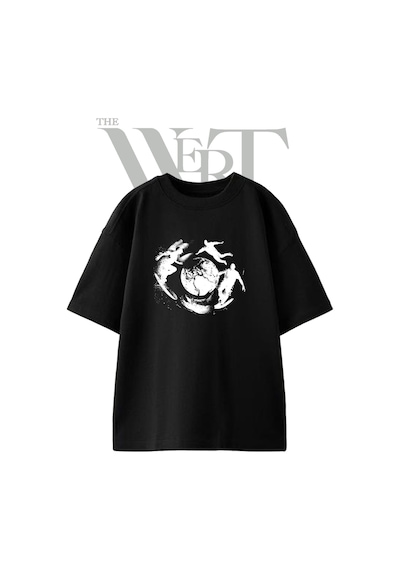 Thewert Dunya Sporlari Tasarım Baskılı Ünisex Siyah Oversize T-shirt