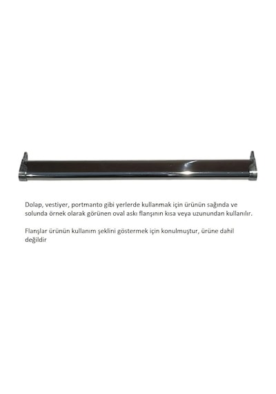 Oval Askı Borusu, 30 Cm, Parlak Metal, Mutfak, Banyo, Vestiyer, Portmanto, Çok Amaçlı Metalik