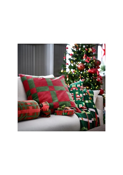 Ikea Vınterfınt Yastık Kılıfı 65 X 65 Cm Kırmızı - Koyu Yeşil Çok Renkli