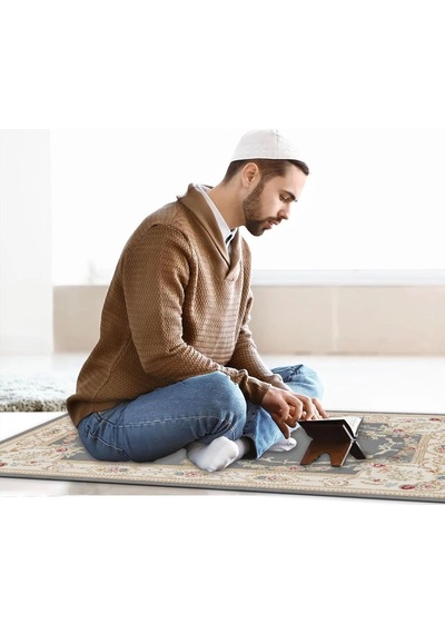 Ravabi Rug Araç İçi Ve İşyeri İçin Deri Tabanlı Namazlık, Çantalı Hediyelik Seyahat Seccadesi 70x110cm 21231019