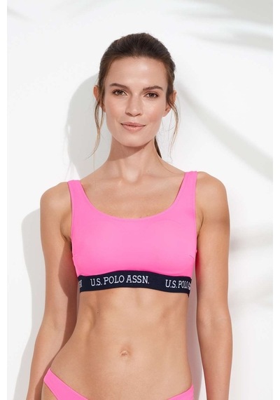 U.S. Polo Assn. Kadın Pembe U Yaka Bralet Bikini Üst 21503