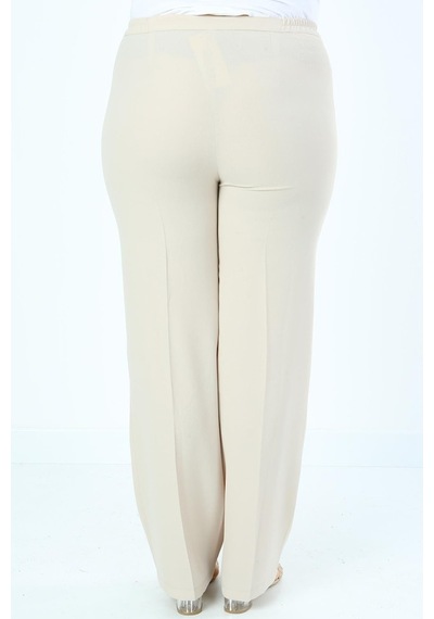 Ladies First Ladıes Fırst Büyük Beden 3570 Bej Klasik Dar Paça Pantolon Krep K