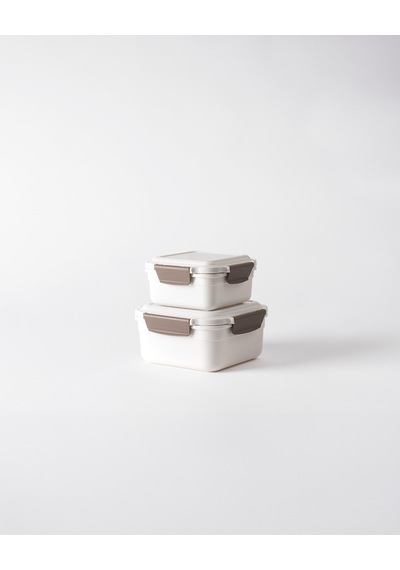 Madame Coco Granada 2'li Kare Saklama Kabı - Soft Ekru - 1300+700 Ml 8684427335987 Çok Renkli