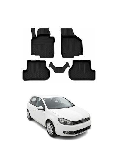 Volkswagen Golf 6 2008-2013 Uyumlu 4d Havuzlu Paspas Kauçuk Siyah 5 Parça