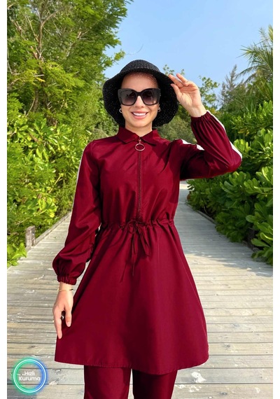 Kahijab Payet Detay Tesettür Mayo - Bordo Bordo