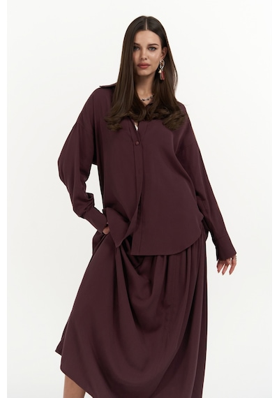 Mai Collection Mai Studios Co. Ginevra Bordo Gömlek Etek Takım Bordo