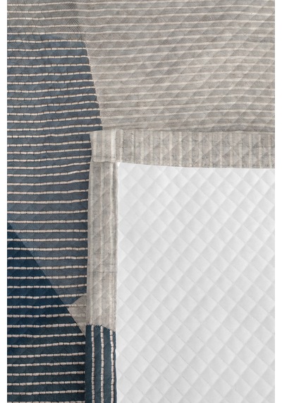 Geometrik Gri Mavi Genç Odası Tek Kişilik Pike Takımı-modern Çizgili 160x220cm Kapitone Yatak Örtüsü Şeffaf