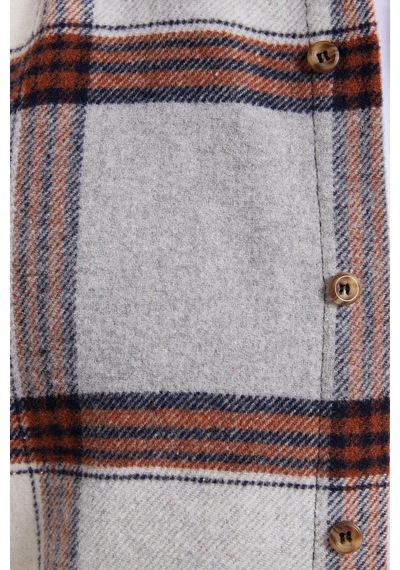 Tudors Erkek Slim Fit Dar Kesim Kareli Kışlık Oduncu Gömlek-42342 Gri
