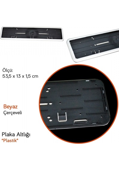 Nyf Plaka Altlığı Plastik Tak Kolay Lüks Beyaz Çerçeveli Adet