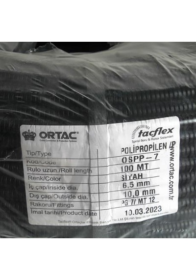 Ortaç Pg-7 Siyah Polıpropılen Spiral Ospp-7 1 Paket 100 Metre