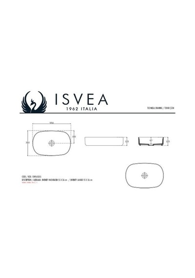Isvea Infınıty 55 CM Tezgahüstü Lavabo 550 x 360