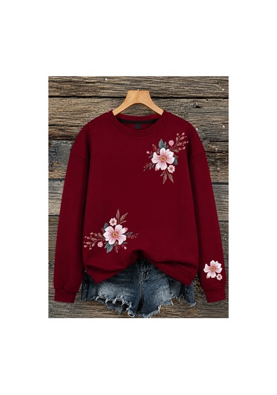 Esade Kadın Pembe Zampak Çiçek Kol Baskılı Rahat Kalıp Bisiklet Yaka Bordo Sweatshirt Bordo Esade Kadın Pembe Zampak Çiçek Kol Baskılı Rahat Kalıp Bisiklet Yaka Bordo Sweatshirt Bordo