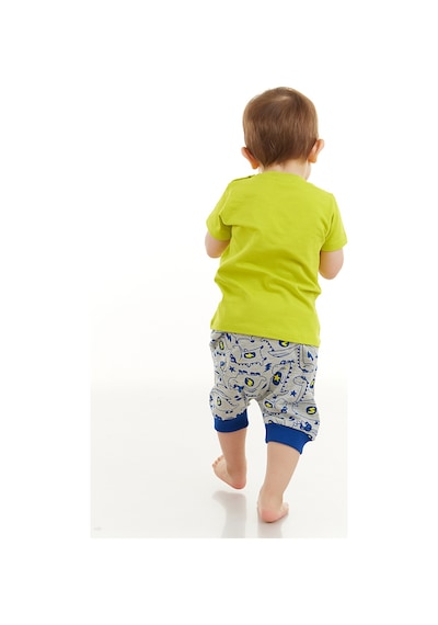 Denokids Super Dino Erkek Bebek T-shirt Kısa Pantolon Takım Çok Renkli
