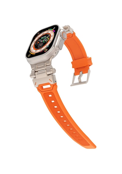 Apple Uyumlu Watch 42mm Zore Krd-108 Metal Başlıklı Silikon Kordon