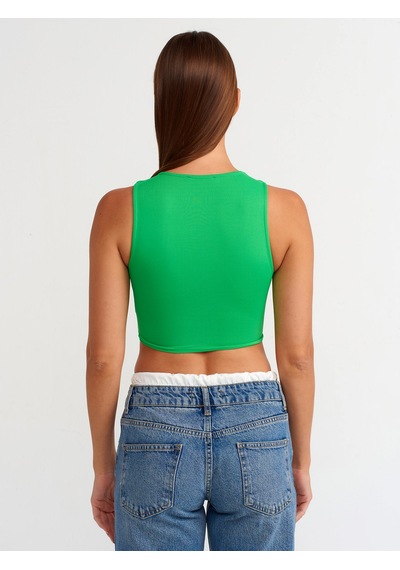 Dilvin Poliamid Crop Top Yeşil