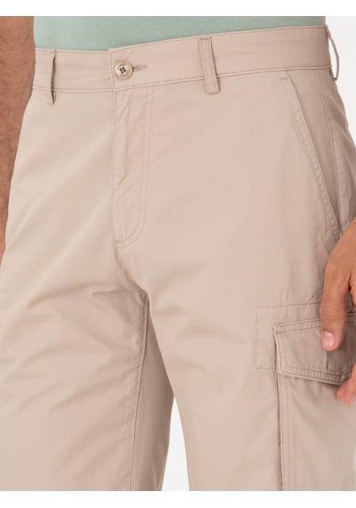 Cacharel Bej Comfort Fit %100 Pamuk Bermuda Şort