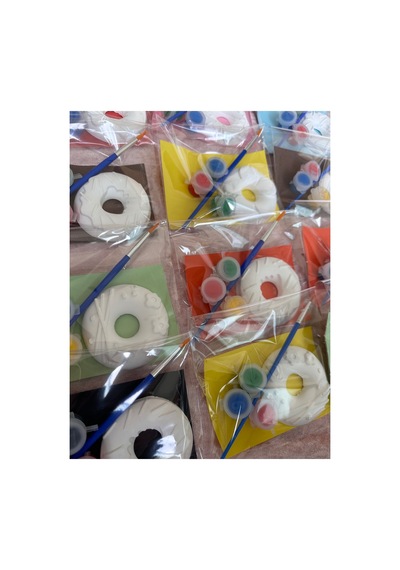 Donut Taş Boyama Seti 10 Adet / Çocuk, Aile, Okul Etkinlik / Doğumgünü Hediyesi, Karne Hediyesi