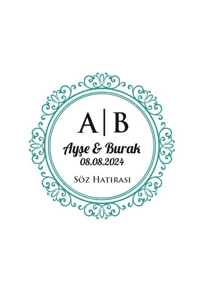 Sade Kare Mühür Kına Nişan Düğün 3x3 Cm Özel Etiket / 50 Adet Sticker Beyaz