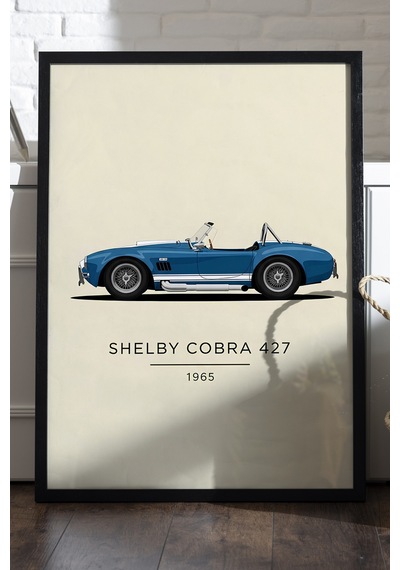 Ford Shelby Cobra 427 Siyah Ahşap Çerçeveli Poster, Dekoratif Araba Duvar Tablosu