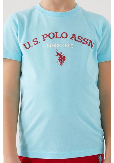 U S Polo Assn Stamp Grey Detail Mavi Erkek Çocuk Bermuda Takım